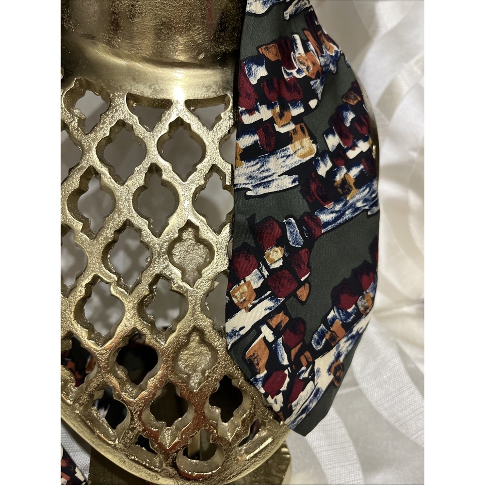 Robert Talbott Green Abstract Camouflage 100% Silk Hand Sewn Wide Width Tie - Picture 2 of 8